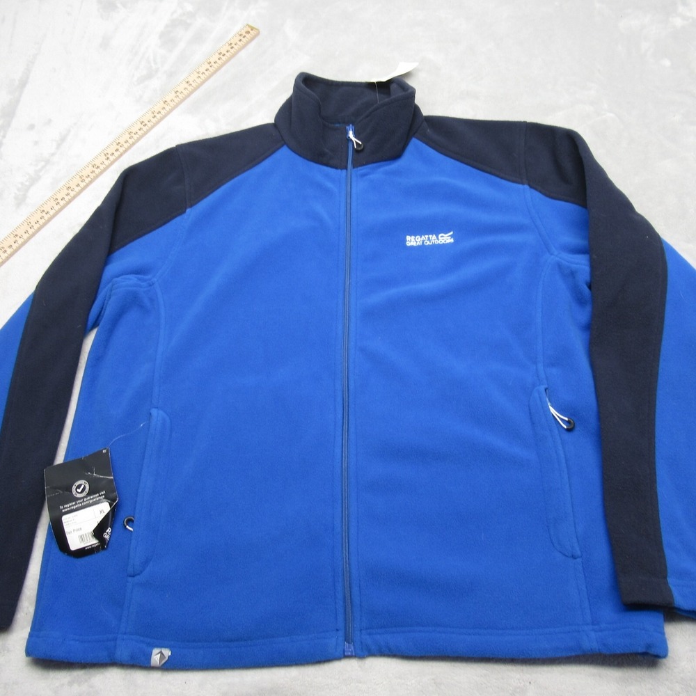 Regatta Great Outdoors Jacket Men XL Blue Pockets Hedman II Full Zip Fleece NEW